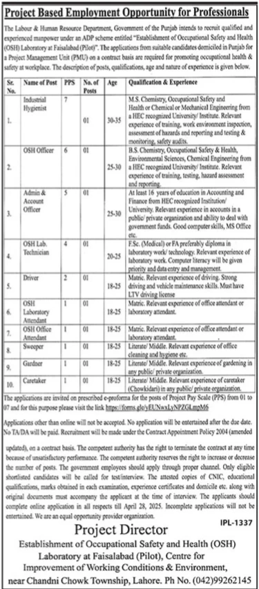Job Opportunities 2025 – Start Your Career with Labour & Human Resource Department Management Roles.